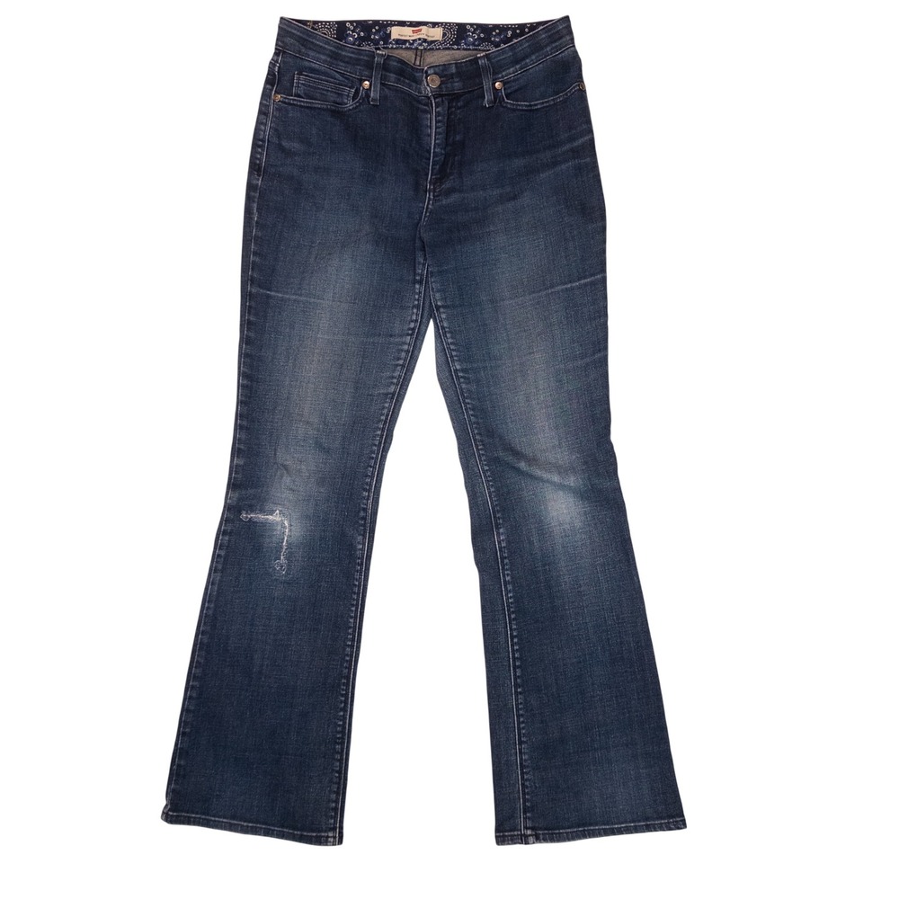 Levis 525 Perfect Waist Jeans Women 10M Blue Good Bootcut Flap Pocket Distressed